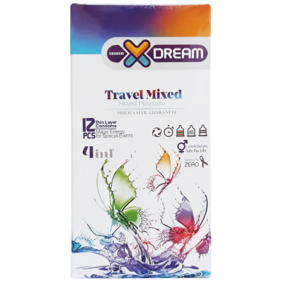 خرید کاندوم ایکس دریم مدل Travel Mixed بسته 12 عددی