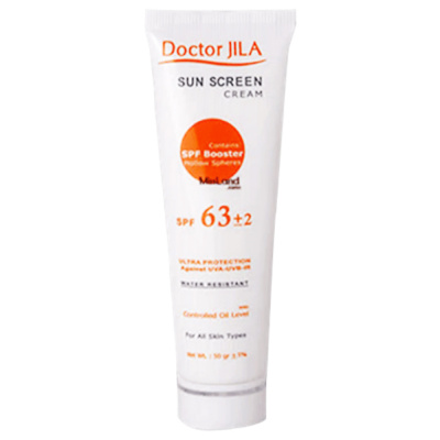 کرم ضد آفتاب بی رنگ مناسب برای انواع پوست SPF63 دکتر ژیلا 